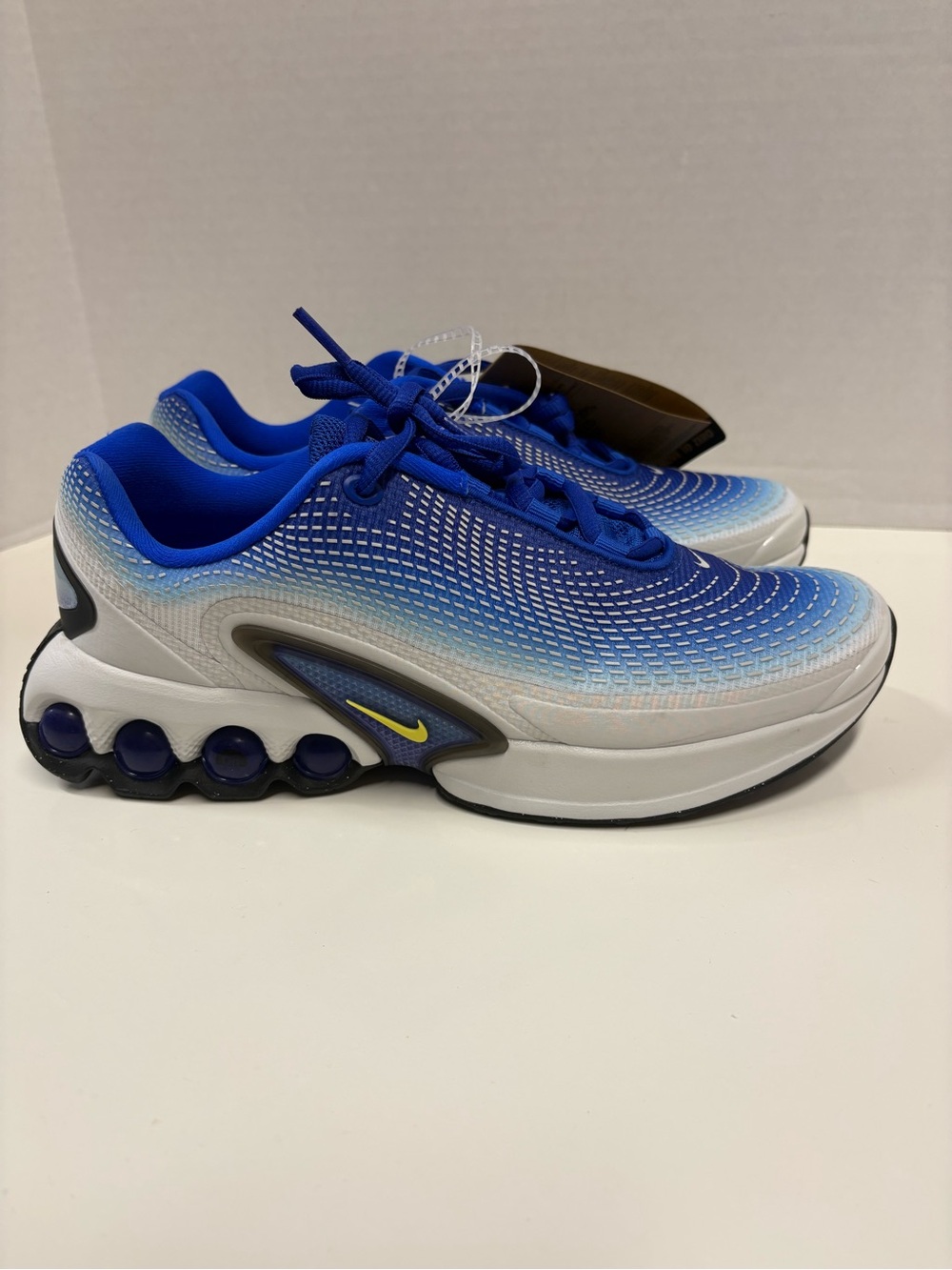 Nike Kids Air Max Dn Blue Gradient Mesh Sneakers with Yellow Swoosh